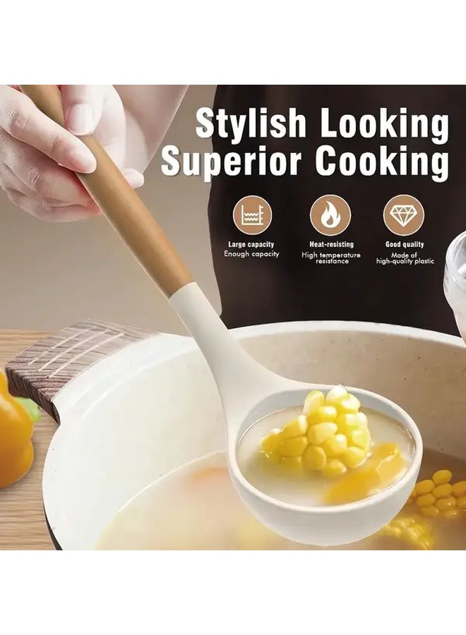 Black Silicone Kitchen Utensil Set With Wooden Grips Heat Resistant Dishwasher Safe - Image 5